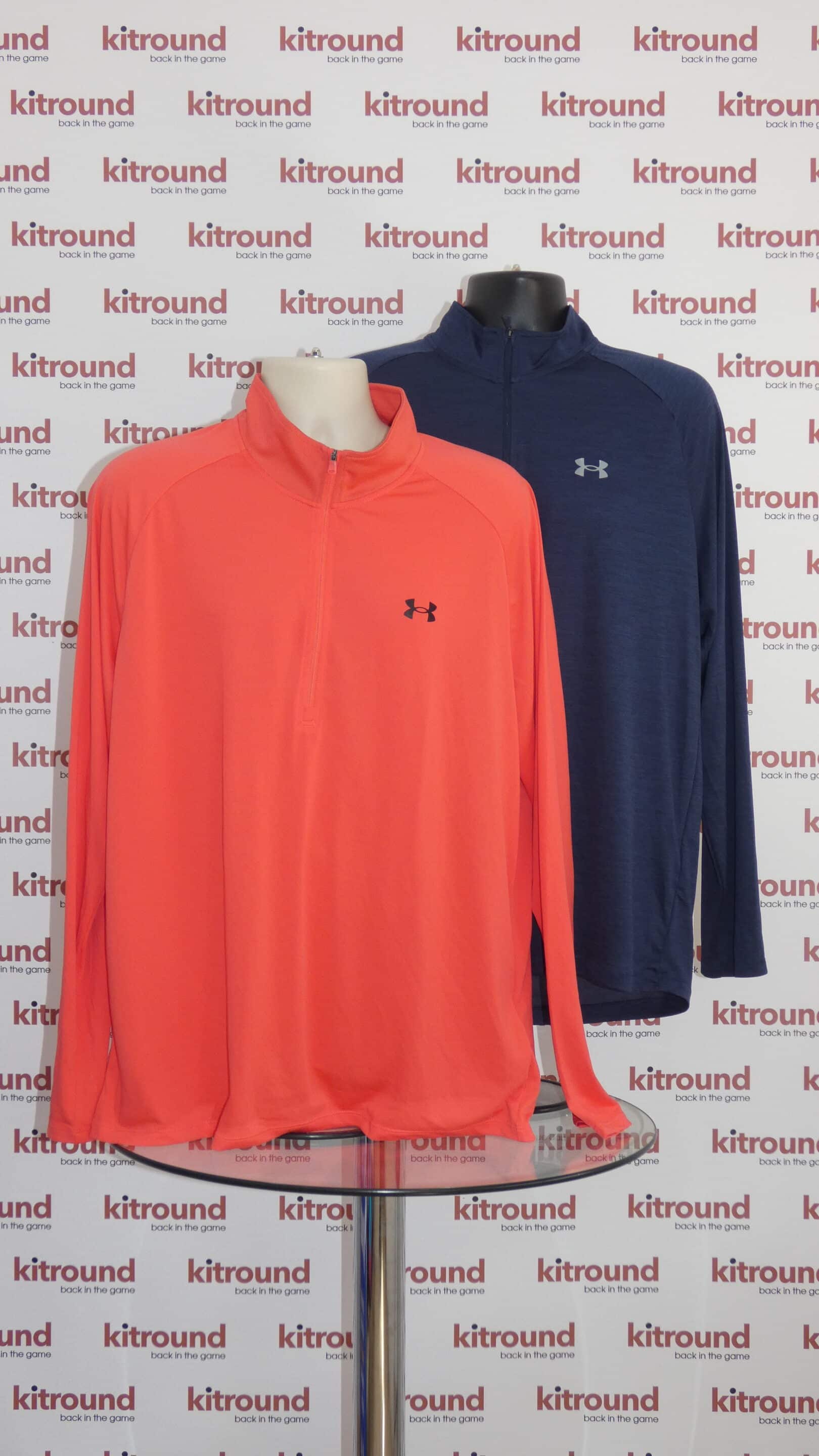 Two Men’s  Under Armour Long Sleeved  1/2 Zipped Tops