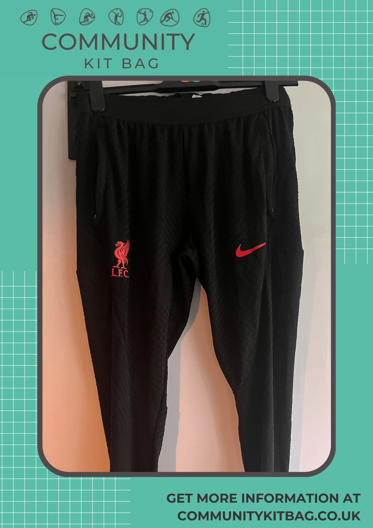 Liverpool FC Nike Dry Fit Training Bottoms – squad worn Large