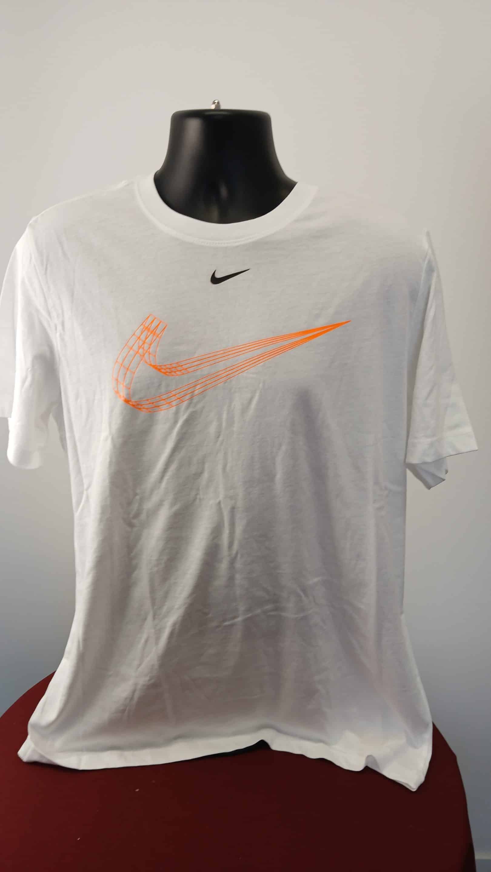 Nike Men’s White T-Shirt with Orange Swoosh