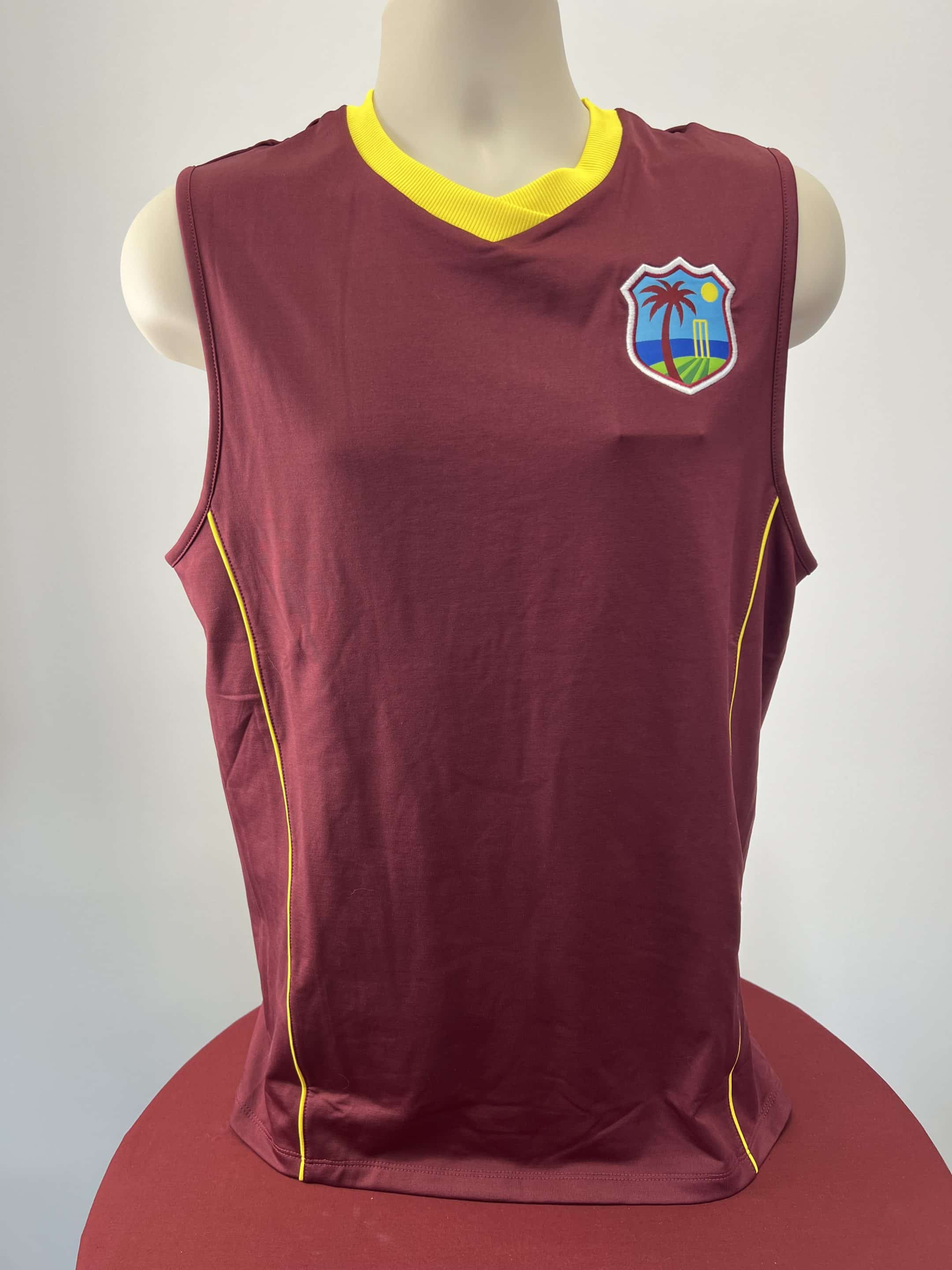West Indies ODI 20 Burgundy Cricket Jersey with Emblem