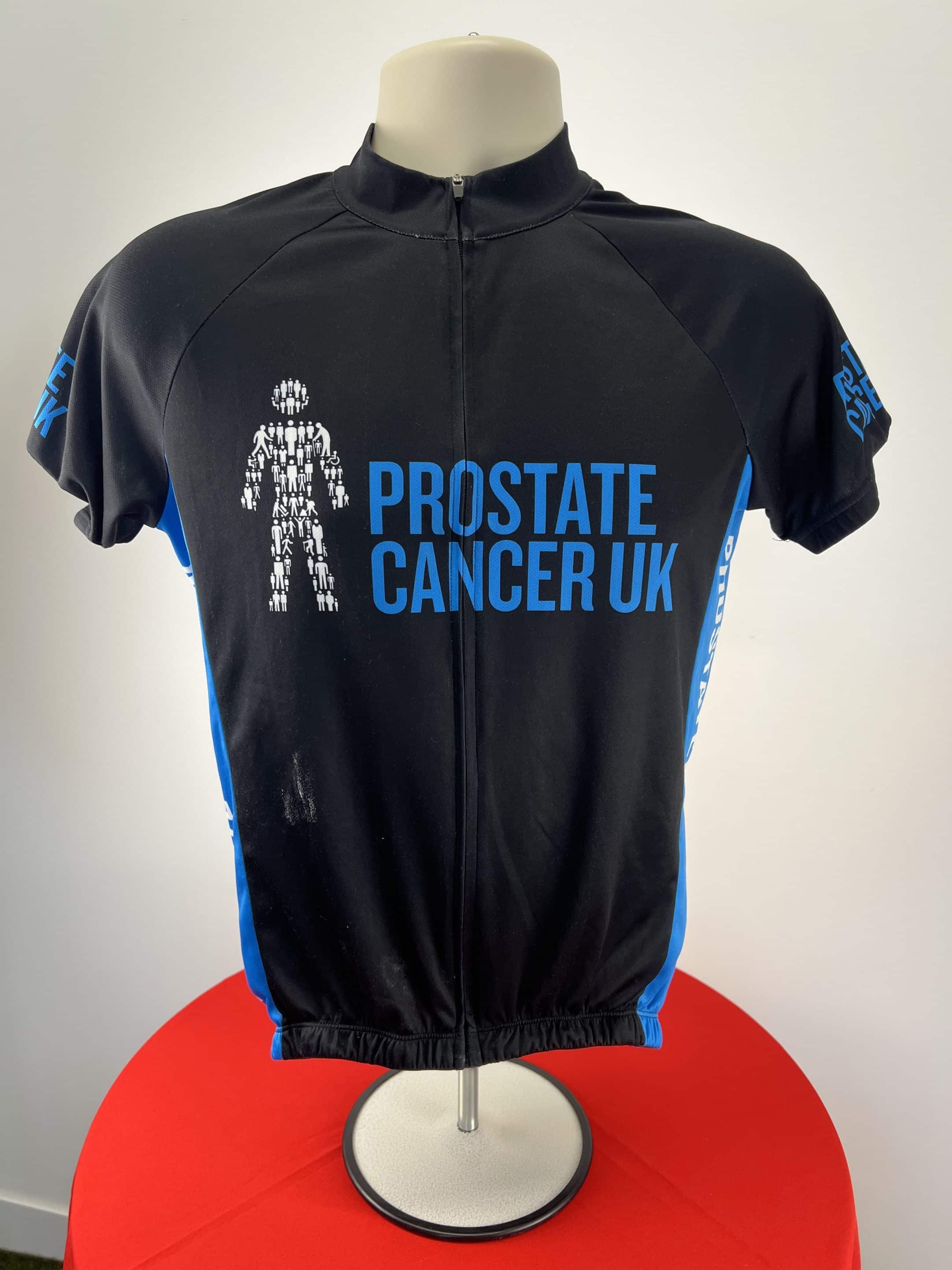 Black Cycling Jersey with Man Graphic Prostate Cancer UK
