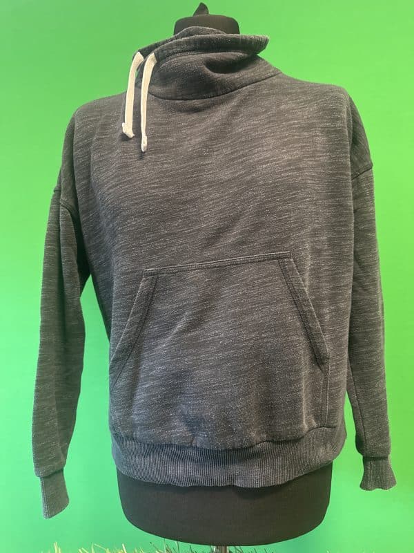 Grey Hoodie with White Drawstrings