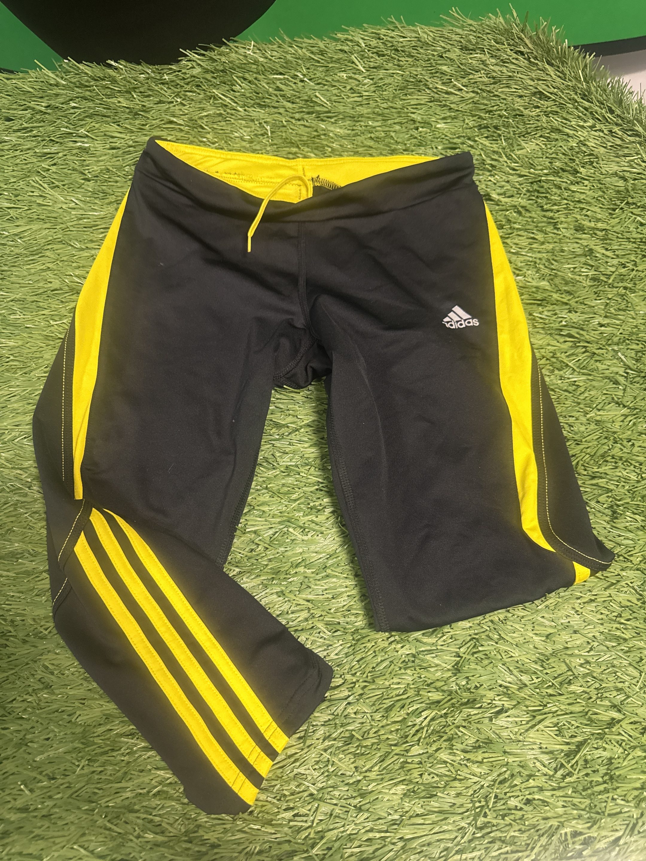 Adidas Black and Yellow Sports Tights